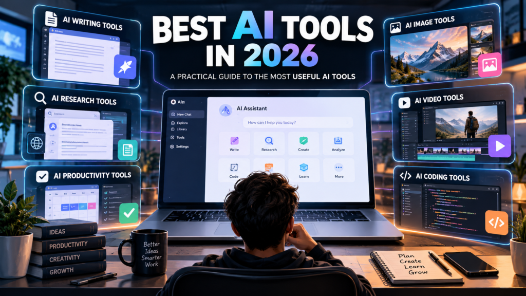 Best AI tools in 2026 for writing, research, productivity, images, video and coding