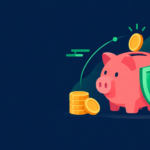 Illustration of a piggy bank with a shield representing an emergency fund in India